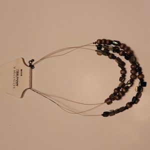 Green tones, beaded necklace